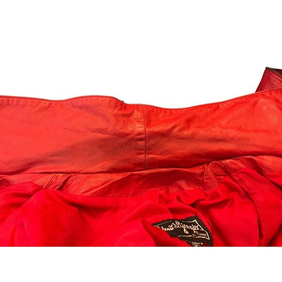 Ladies Medium Red Leather Full Zip Jacket Moto Gino di Giorgio by Comint Vintage - Picture 11 of 11